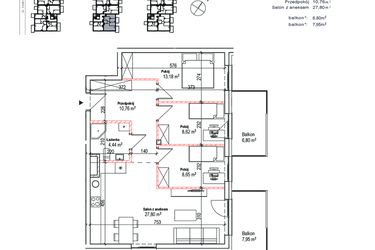Rzut - Mieszkanie na sprzedaż 4 pokoje o powierzchni 73,45 m² - numer 22A w Łowicka 25