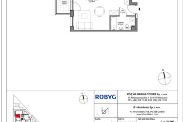 Rzut - Mieszkanie na sprzedaż 1 pokój o powierzchni 30,11 m² - numer I.1M09 w Osiedle Porto etap IJK