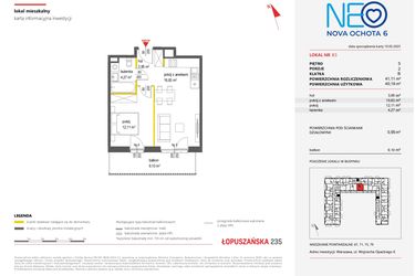 Rzut - Mieszkanie na sprzedaż 2 pokoje o powierzchni 41,11 m² - numer 83 w Neo Nova Ochota 6