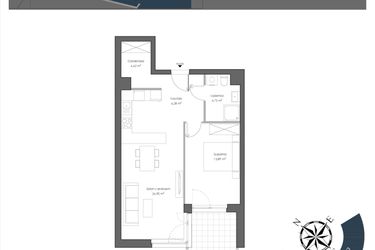 Rzut - Mieszkanie na sprzedaż 2 pokoje o powierzchni 57,15 m² - numer H.208 w Nautica Resort etap III