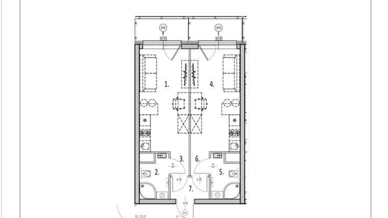 Rzut - Mieszkanie na sprzedaż 2 pokoje o powierzchni 42,12 m² - numer 48 w Zachodnia 29