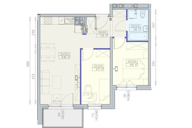 Rzut - Mieszkanie na sprzedaż 3 pokoje o powierzchni 52,67 m² - numer K2 10/6/10/3a w Południk 17 - budynek K2