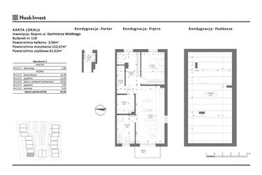 Rzut - Mieszkanie na sprzedaż 3 pokoje o powierzchni 61,62 m² - numer 11B w Bojano, ul. Kazimierza Wielkiego