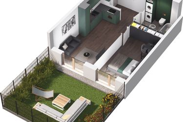 Rzut - Mieszkanie na sprzedaż 2 pokoje o powierzchni 40,64 m² - numer A3.100.M07 w Mieszkaj w mieście - Ogrody Glogera