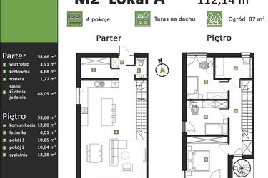 Rzut - Dom na sprzedaż 4 pokoje o powierzchni 112,14 m² - numer M2.A w Zielona Polana 3