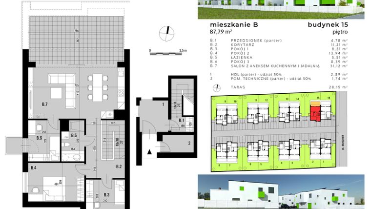 Rzut - Mieszkanie na sprzedaż 4 pokoje o powierzchni 83,18 m² - numer B.15 w Osiedle "Biała Dama"