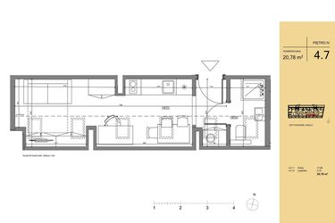 Rzut - Mieszkanie na sprzedaż 1 pokój o powierzchni 20,31 m² - numer 4.7 w Rezydencja San Petrus