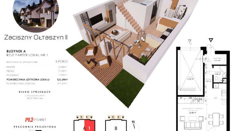 Rzut - Dom na sprzedaż 5 pokoi o powierzchni 126,24 m² - numer A1 w Zaciszny Ołtaszyn II