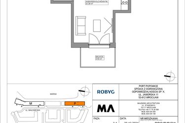 Rzut - Mieszkanie na sprzedaż 1 pokój o powierzchni 28,84 m² - numer PPO/P/B/7/1 w Port Popowice bud. M i P