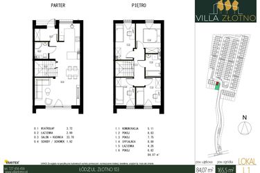 Rzut - Dom na sprzedaż 5 pokoi o powierzchni 84,07 m² - numer L1 w Villa Złotno