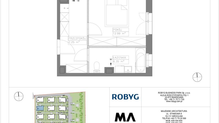 Rzut - Mieszkanie na sprzedaż 2 pokoje o powierzchni 48,76 m² - numer VV/D/2/1 w Villa Viva