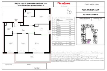 Rzut - Mieszkanie na sprzedaż 4 pokoje o powierzchni 90,32 m² - numer 66 w Modena I