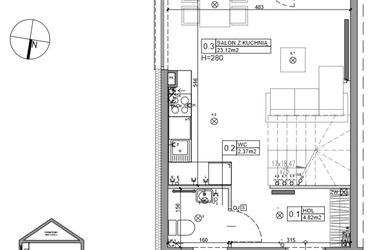 Rzut - Dom na sprzedaż 3 pokoje o powierzchni 65,15 m² - numer 26 w Zielone Ogrody