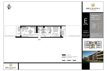 Rzut - Mieszkanie na sprzedaż 2 pokoje o powierzchni 53,53 m² - numer E.144 w Belzacka Park etap III