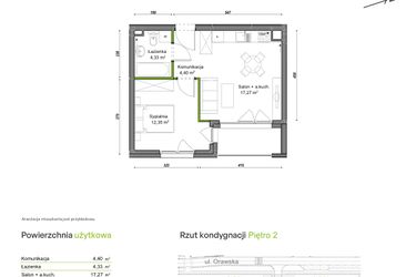 Rzut - Mieszkanie na sprzedaż 2 pokoje o powierzchni 38,35 m² - numer C2/F/16 w Orawska Vita