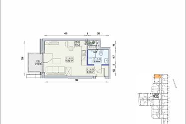 Rzut - Mieszkanie na sprzedaż 1 pokój o powierzchni 25,61 m² - numer 1/1/4/1a w Gwarna