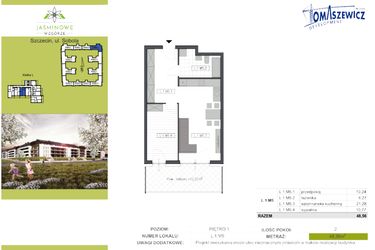 Rzut - Mieszkanie na sprzedaż 2 pokoje o powierzchni 48,56 m² - numer L.1.M5 w Jaśminowe Wzgórze - etap II