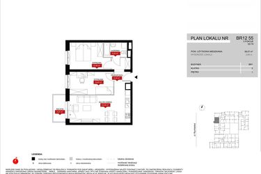 Rzut - Mieszkanie na sprzedaż 3 pokoje o powierzchni 58,07 m² - numer BR12/55 w Browary Wrocławskie 2