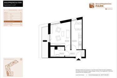 Rzut - Mieszkanie na sprzedaż 1 pokój o powierzchni 33,02 m² - numer 2.07 w Białoprądnicka Park