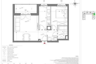 Rzut - Mieszkanie na sprzedaż 2 pokoje o powierzchni 44,16 m² - numer C/124/M w City Vibe