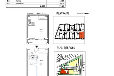 Rzut - Mieszkanie na sprzedaż 2 pokoje o powierzchni 71,67 m² - numer K2/21 w Przystań Królewiecka III