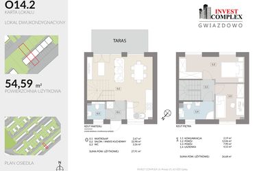 Rzut - Dom na sprzedaż 3 pokoje o powierzchni 54,59 m² - numer O14.2 w Osiedle Gwiazdowo etap 12