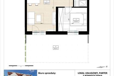 Rzut - Mieszkanie na sprzedaż 2 pokoje o powierzchni 40,41 m² - numer B4/0/8 w MONTANO lokale inwestycyjne