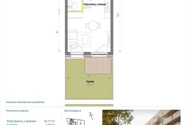 Rzut - Mieszkanie na sprzedaż 1 pokój o powierzchni 27,83 m² - numer A/2/24 w Skorosze Vita