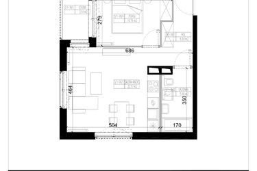 Rzut - Mieszkanie na sprzedaż 2 pokoje o powierzchni 45,79 m² - numer 1.30 w Ogrody Wiślane etap VI