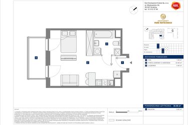Rzut - Mieszkanie na sprzedaż 1 pokój o powierzchni 30,59 m² - numer F-10 w Apartamenty Park Matecznego Etap 2