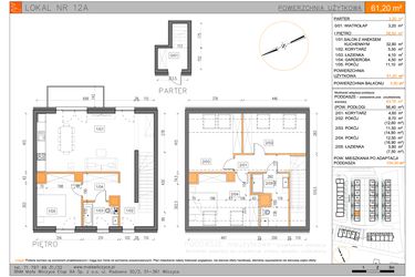 Rzut - Mieszkanie na sprzedaż 3 pokoje o powierzchni 61,2 m² - numer 12A w Małe Wilczyce etap 9