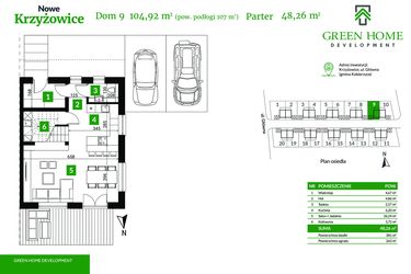Rzut - Dom na sprzedaż 5 pokoi o powierzchni 104,92 m² - numer 9 w Nowe Krzyżowice II