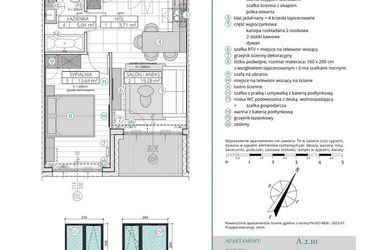 Rzut - Mieszkanie na sprzedaż 2 pokoje o powierzchni 41,67 m² - numer A.2.10 w Remedium