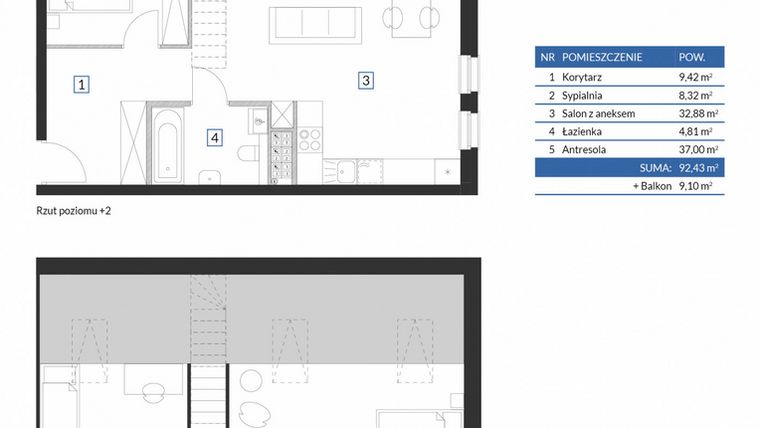Rzut - Mieszkanie na sprzedaż 3 pokoje o powierzchni 92,43 m² - numer 7D11 w Osiedle Krzeptów VII