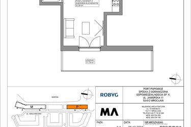 Rzut - Mieszkanie na sprzedaż 1 pokój o powierzchni 28,84 m² - numer PPO/P/B/8/1 w Port Popowice bud. M i P