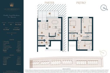 Rzut - Dom na sprzedaż 4 pokoje o powierzchni 86,92 m² - numer H45 w Osiedle Św. Marcina