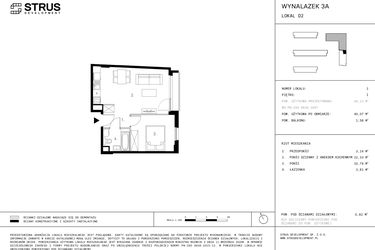 Rzut - Mieszkanie na sprzedaż 2 pokoje o powierzchni 40,07 m² - numer D2.1 w Wynalazek 3A