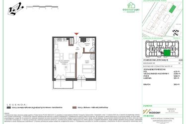 Rzut - Mieszkanie na sprzedaż 2 pokoje o powierzchni 40,56 m² - numer 30 w Osiedle Polna bud. 5