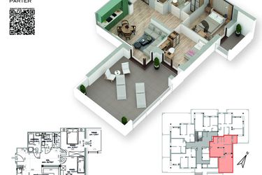 Rzut - Mieszkanie na sprzedaż 3 pokoje o powierzchni 59,36 m² - numer 6 w Villa Park - Etap III