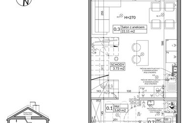 Rzut - Dom na sprzedaż 3 pokoje o powierzchni 60,54 m² - numer 1B w Osiedle Stokrotki