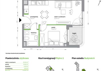 Rzut - Mieszkanie na sprzedaż 2 pokoje o powierzchni 41,9 m² - numer AA0205/4 w M Bemowo