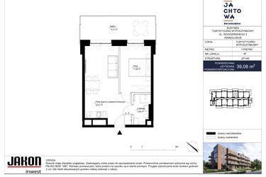 Rzut - Mieszkanie na sprzedaż 2 pokoje o powierzchni 39,08 m² - numer 17 w Jachtowa