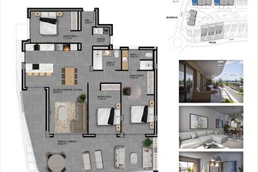 Rzut - Mieszkanie na sprzedaż 3 pokoje o powierzchni 131,5 m² - numer 14 w Apartamenty w Finestrat - 25789945