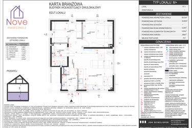 Rzut - Mieszkanie na sprzedaż 3 pokoje o powierzchni 54,8 m² - numer H1.1 w Nove Piaseczno 2 etap H