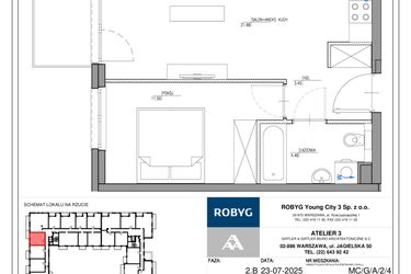 Rzut - Mieszkanie na sprzedaż 2 pokoje o powierzchni 41,11 m² - numer MC/G/A/2/4 w Modern City etap G