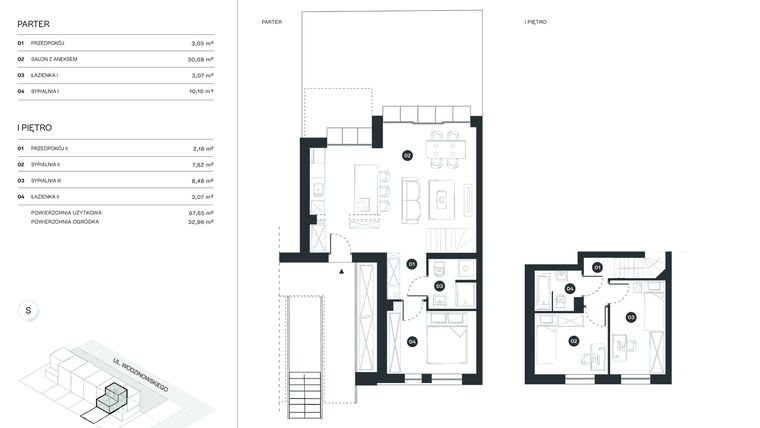 Rzut - Mieszkanie na sprzedaż 4 pokoje o powierzchni 67,65 m² - numer 1A/1 w Proste Kąty