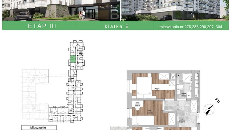 Rzut - Mieszkanie na sprzedaż 3 pokoje o powierzchni 42,9 m² - numer 297 w Apartamenty Ciepła 38