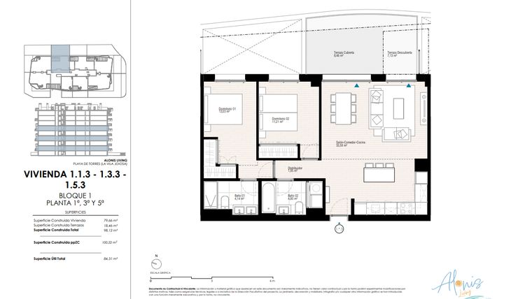 Rzut - Mieszkanie na sprzedaż 2 pokoje o powierzchni 98,12 m² - numer 113 w Alonis Living