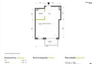 Rzut - Mieszkanie na sprzedaż 1 pokój o powierzchni 32,82 m² - numer 1.1.14 w Aroniowa Vita