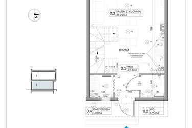Rzut - Dom na sprzedaż 3 pokoje o powierzchni 62,16 m² - numer 30 w Boska Ksawerowska 2 etap 2